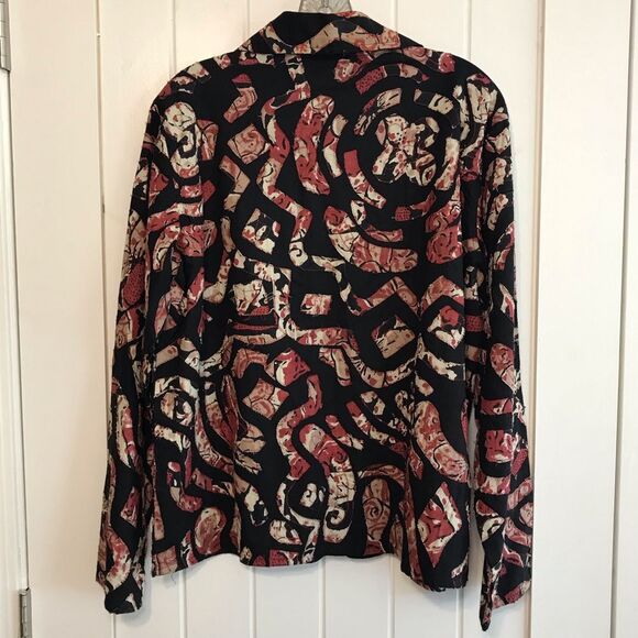 K-E-R-E-N Hart Collared Jacket Abstract Designed Raw Edge Appliqued Size LARGE - Picture 4 of 7